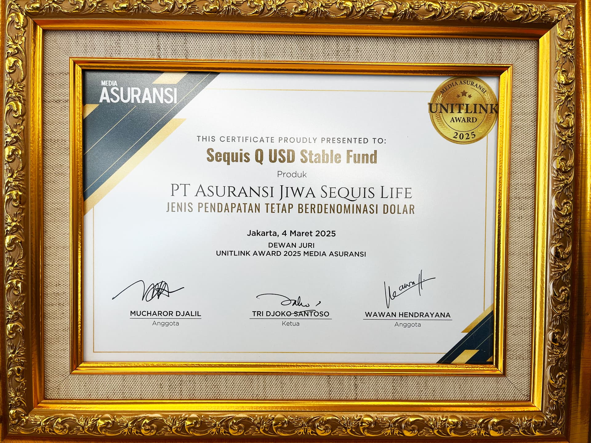 Unit Link Award - Sequis Q USD Stable Fund